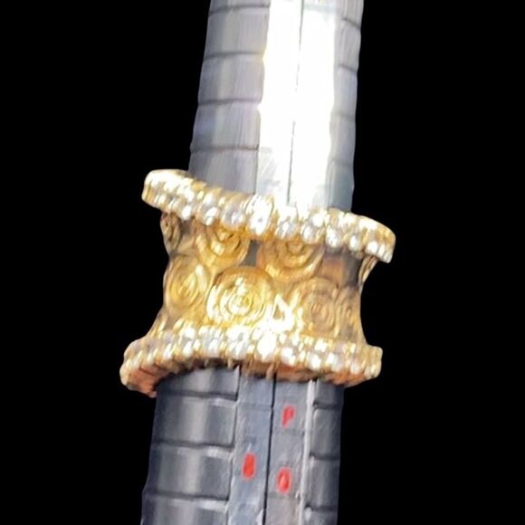 Sterling silver 925 concave ring with gold overlay swirl white sapphire - Picture 9 of 14